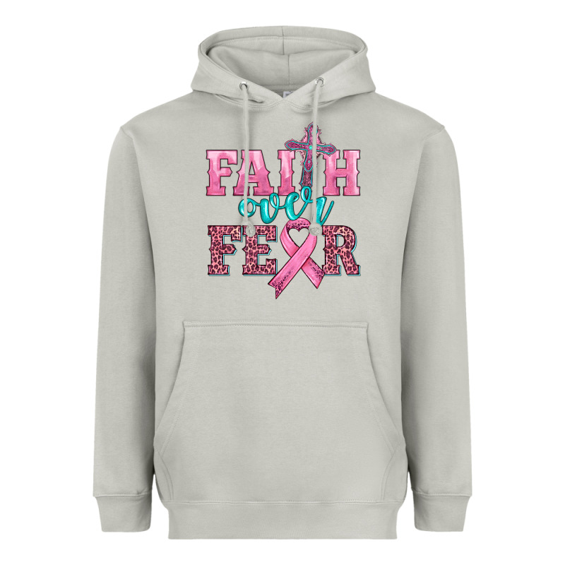 Faith Over Fear With Cross And Ribbon Heavyweight Hoodie by HRA Design Shop | Teevron