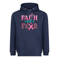 Navy faith over fear with cross and ribbon Heavyweight Hoodie - HRA Design Shop