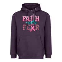 Plum faith over fear with cross and ribbon Heavyweight Hoodie - HRA Design Shop