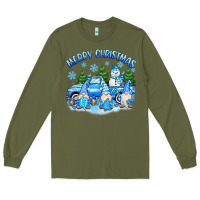 Army Green merry christmas snowman gnomes truck Long Sleeve Tee - MaliasSmallBusiness