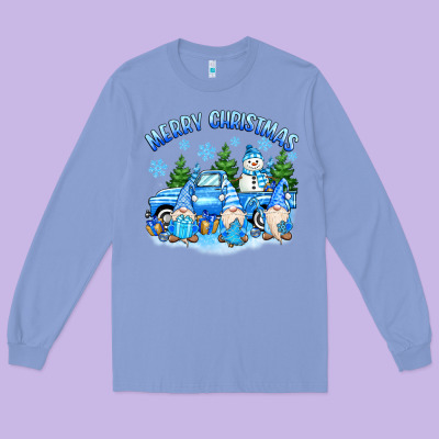 Long Sleeve Tee merry christmas snowman gnomes truck