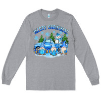 Heather Grey merry christmas snowman gnomes truck Long Sleeve Tee - MaliasSmallBusiness