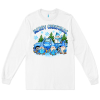 White merry christmas snowman gnomes truck Long Sleeve Tee - MaliasSmallBusiness
