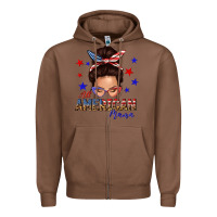Chestnut all american mama messy bun Zipper Hoodie - texasbilliewilder