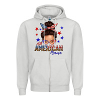 Dove Grey all american mama messy bun Zipper Hoodie - texasbilliewilder