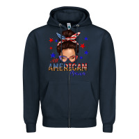 Navy all american mama messy bun Zipper Hoodie - texasbilliewilder