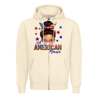 Sandshell all american mama messy bun Zipper Hoodie - texasbilliewilder