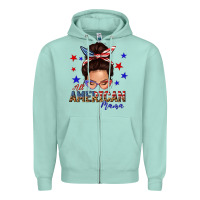 Seafoam all american mama messy bun Zipper Hoodie - texasbilliewilder