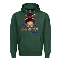 Sports Green all american mama messy bun Zipper Hoodie - texasbilliewilder