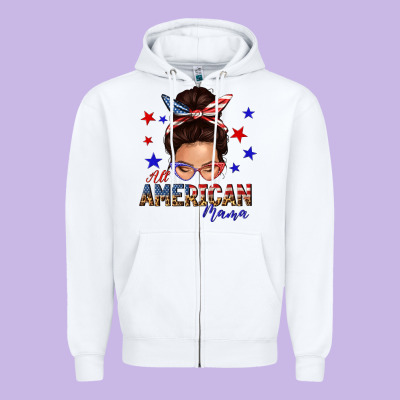 Zipper Hoodie all american mama messy bun