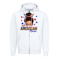 White all american mama messy bun Zipper Hoodie - texasbilliewilder
