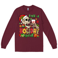 Burgundy full of holiday spirit Long Sleeve Tee - MaliasSmallBusiness