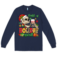 Navy full of holiday spirit Long Sleeve Tee - MaliasSmallBusiness