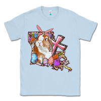 Dusty Blue Louisiana Map Easter Bunny And Cross Classic Tee - RanaPortraitStore