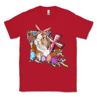 Red Louisiana Map Easter Bunny And Cross Classic Tee - RanaPortraitStore
