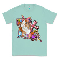 Seafoam Louisiana Map Easter Bunny And Cross Classic Tee - RanaPortraitStore