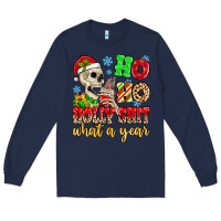 Navy ho ho holy shit what a year Long Sleeve Tee - MaliasSmallBusiness