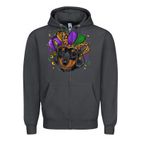 Smoke mardi gras hat dachshund puppy Zipper Hoodie - RanaPortraitStore