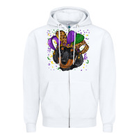 White mardi gras hat dachshund puppy Zipper Hoodie - RanaPortraitStore
