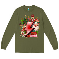 Army Green christmas season lightning bolt Long Sleeve Tee - MaliasSmallBusiness