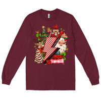 Burgundy christmas season lightning bolt Long Sleeve Tee - MaliasSmallBusiness