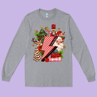 Long Sleeve Tee christmas season lightning bolt