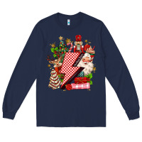 Navy christmas season lightning bolt Long Sleeve Tee - MaliasSmallBusiness