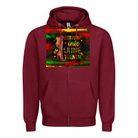 Burgundy steppin into juneteenth Zipper Hoodie - Zillion Design Studio