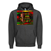 Charcoal Heather steppin into juneteenth Zipper Hoodie - Zillion Design Studio