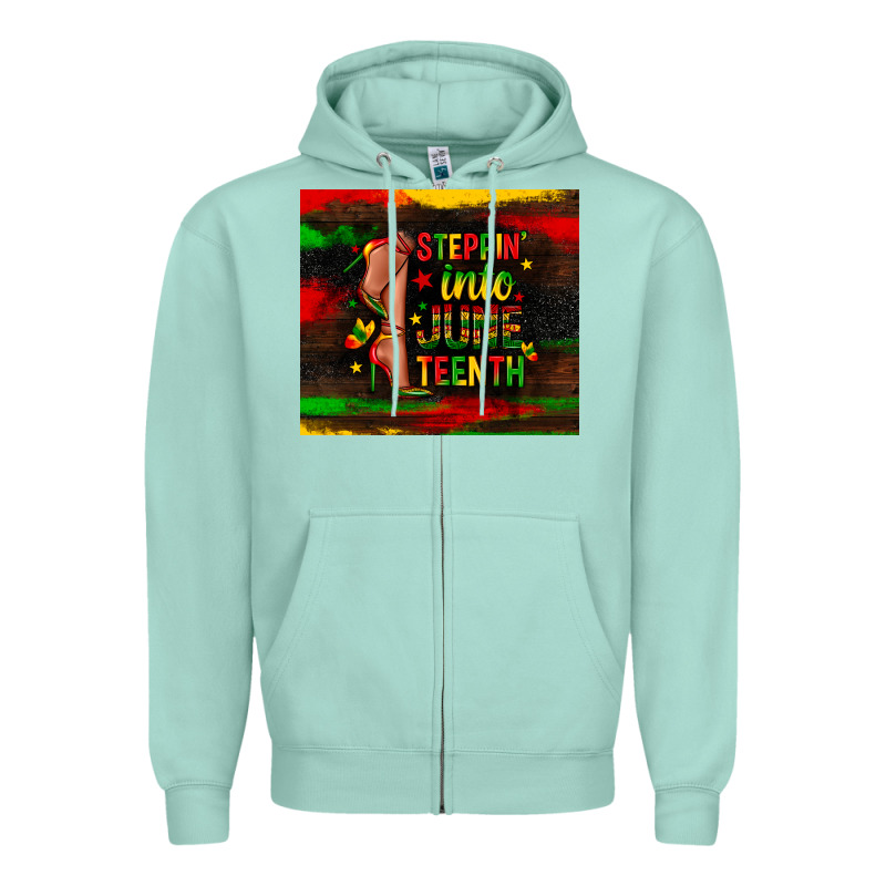 Steppin Into Juneteenth Zipper Hoodie by Zillion Design Studio | Teevron