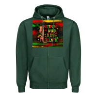 Sports Green steppin into juneteenth Zipper Hoodie - Zillion Design Studio
