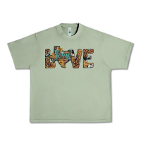 Oil Green love texas map sunflower leopard cowhide Urban Heavy Tee - Artiststas