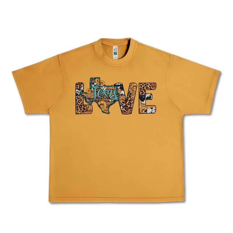 Love Texas Map Sunflower Leopard Cowhide Urban Heavy Tee by Artiststas | Teevron