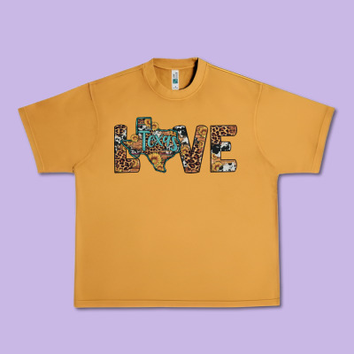 Love Texas Map Sunflower Leopard Cowhide Urban Heavy Tee Designed By Artiststas