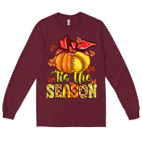 Burgundy tis the season fall softball Long Sleeve Tee - MaliasSmallBusiness