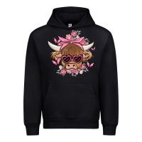 Black cow with flowers and butterflies Urban Hoodie - MaliasSmallBusiness