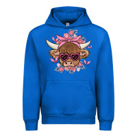 Cobalt cow with flowers and butterflies Urban Hoodie - MaliasSmallBusiness