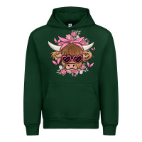 Forest Green cow with flowers and butterflies Urban Hoodie - MaliasSmallBusiness