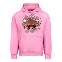 Fuchsia Pink cow with flowers and butterflies Urban Hoodie - MaliasSmallBusiness