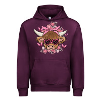 Mauve Wine cow with flowers and butterflies Urban Hoodie - MaliasSmallBusiness