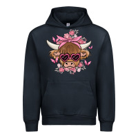 Navy cow with flowers and butterflies Urban Hoodie - MaliasSmallBusiness