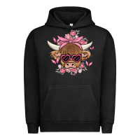 Pigment Black cow with flowers and butterflies Urban Hoodie - MaliasSmallBusiness