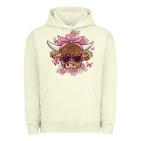 Pigment Pistachio cow with flowers and butterflies Urban Hoodie - MaliasSmallBusiness