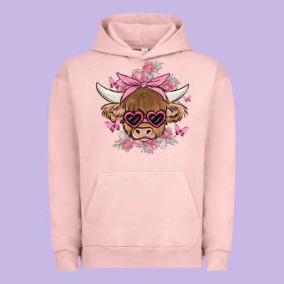 Cow With Flowers And Butterflies Urban Hoodie Designed By Maliassmallbusiness