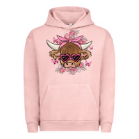 Pigment Salmon cow with flowers and butterflies Urban Hoodie - MaliasSmallBusiness