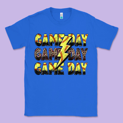 Classic Tee game day game day softball lightning bolt