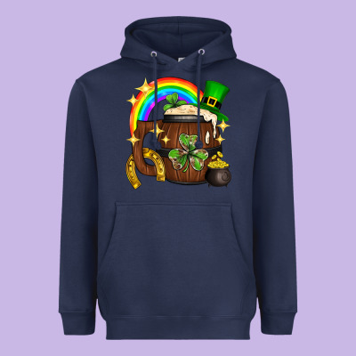 St. Patricks Day Barrel Beer Heavyweight Hoodie Designed By Neo Western
