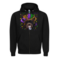 Black mardi gras hat havanese dog Zipper Hoodie - RanaPortraitStore