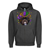 Charcoal Heather mardi gras hat havanese dog Zipper Hoodie - RanaPortraitStore