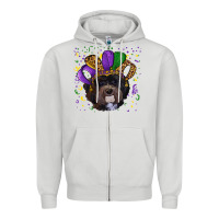 Dove Grey mardi gras hat havanese dog Zipper Hoodie - RanaPortraitStore